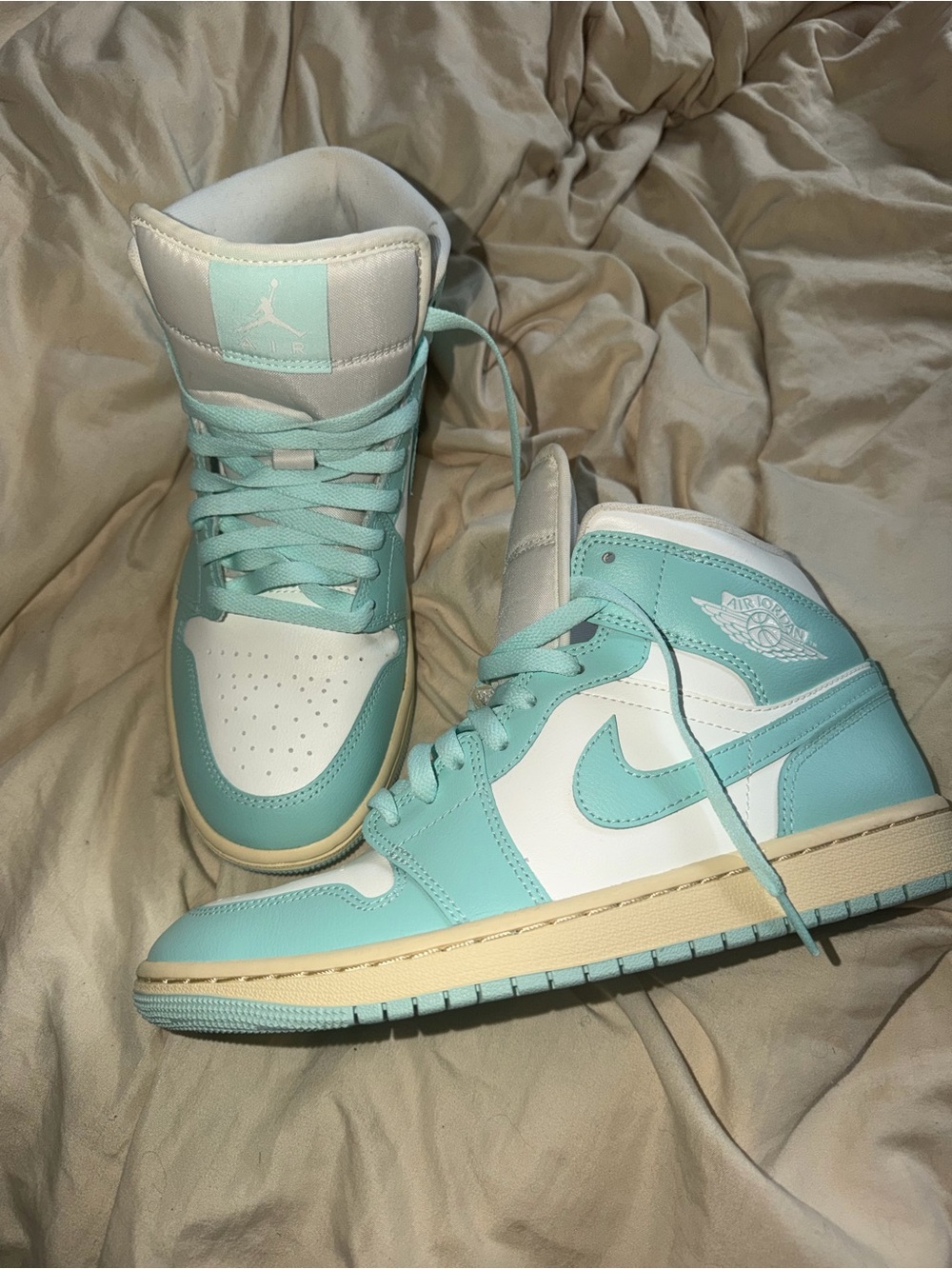 Nike Air Jordan High Top Sneakers in Mint Green & White